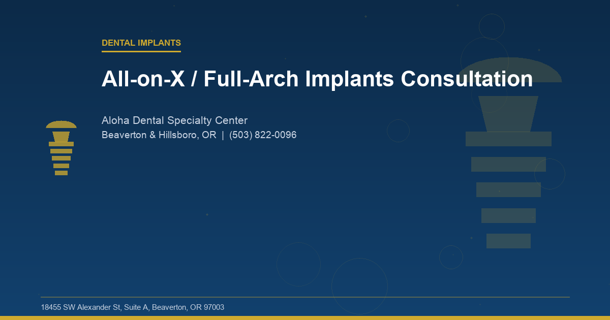 All-on-X / Full-Arch Implants Consultation - Dental Implants at Aloha Dental Specialty Center in Beaverton & Hillsboro, OR