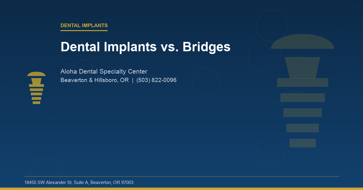 Dental Implants vs. Bridges - Dental Implants at Aloha Dental Specialty Center in Beaverton & Hillsboro, OR