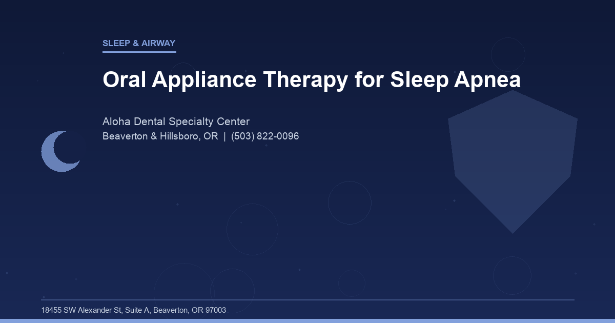 Oral Appliance Therapy for Sleep Apnea - Sleep & Airway at Aloha Dental Specialty Center in Beaverton & Hillsboro, OR