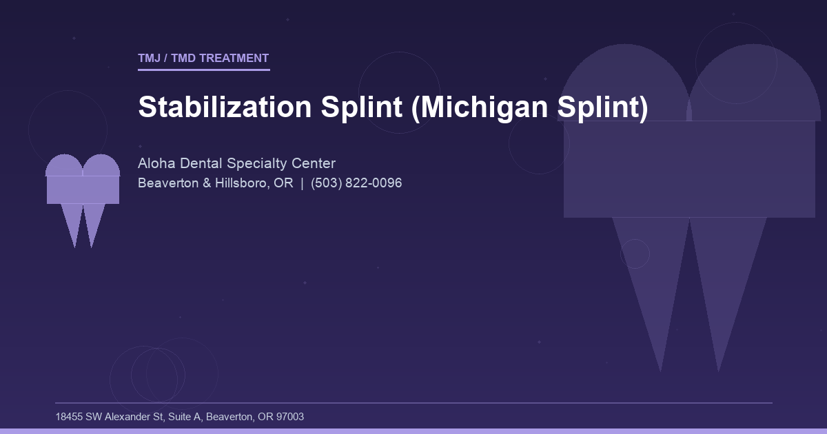 Stabilization Splint (Michigan Splint) - TMJ / TMD Treatment at Aloha Dental Specialty Center in Beaverton & Hillsboro, OR