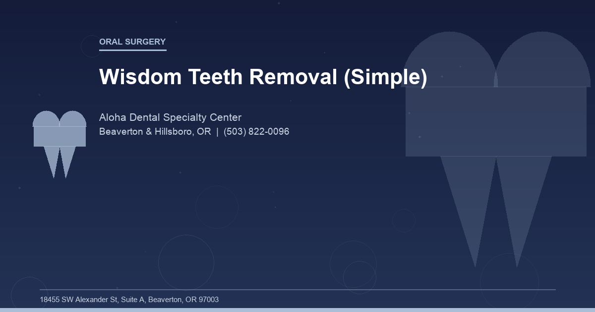 Wisdom Teeth Removal (Simple) - Oral Surgery at Aloha Dental Specialty Center in Beaverton & Hillsboro, OR