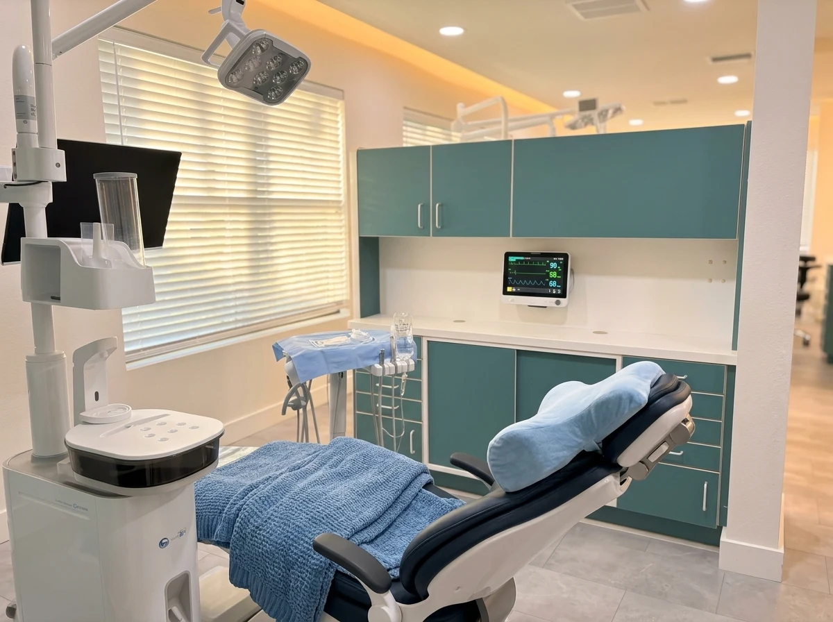 Serene dental treatment room prepared for comfortable IV sedation dentistry at Aloha Dental