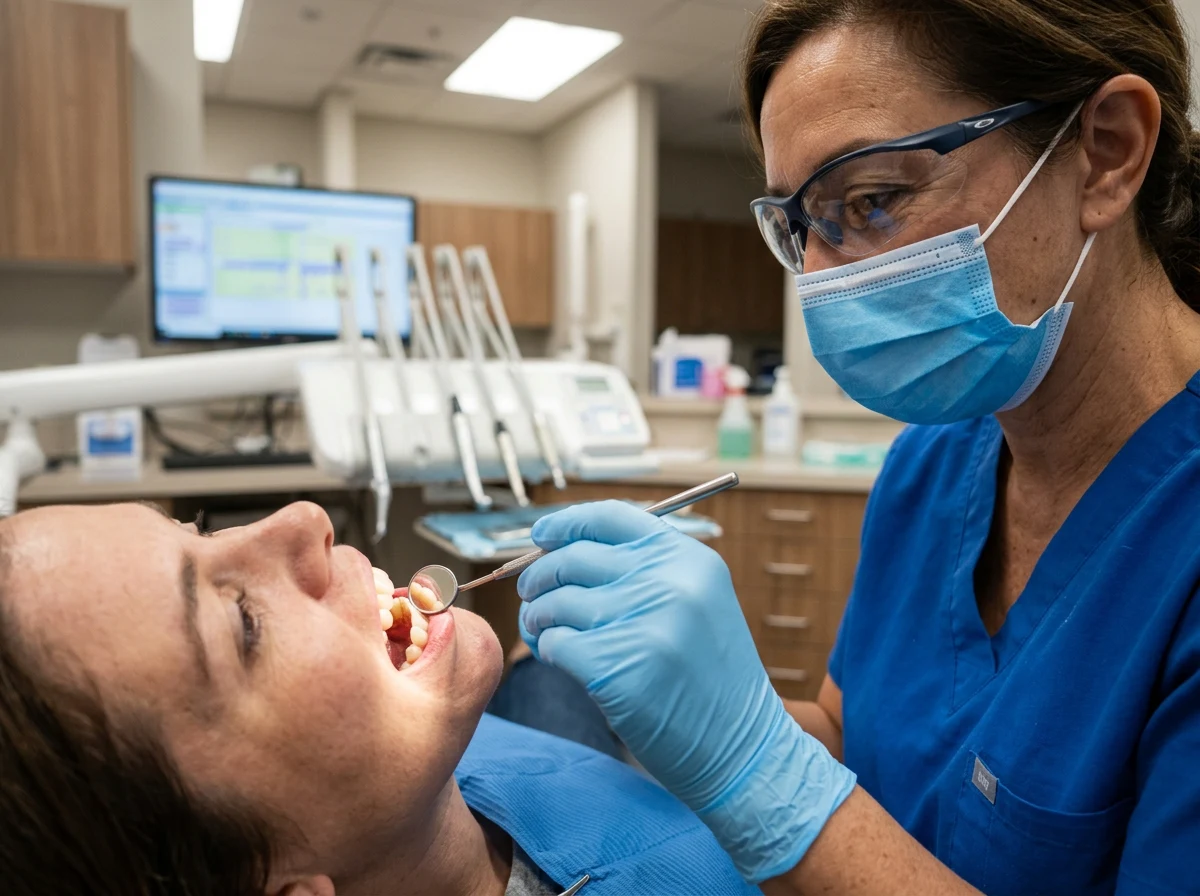 Clinical dental examination evaluating tooth enamel wear and restorative protection in Beaverton OR