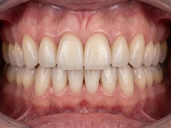 After: full, even rows of white upper and lower teeth