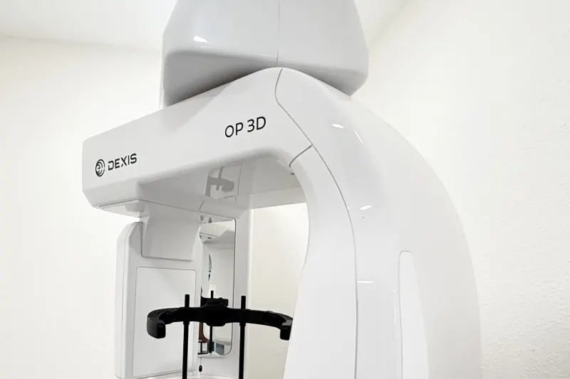 Close-up of the DEXIS OP 3D cone beam CT scanner at Aloha Dental Specialty Center